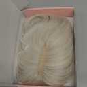 Flufymooz 100% Real Human Hair Toppers for Women, 10 Inch Clip in Human Hair Topper for Thinning Hair, 360°3D Cover Clip in Bangs Natural Hairpiece With 4.5'' x 3'' Silk BaseSilver White