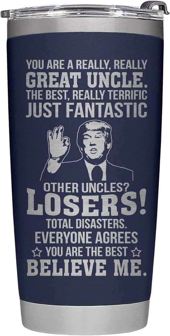 Gifts for Uncle on Fathers Day from Niece - Funcle Great Tumbler for Fathers Day, Christmas, Birthday - Great Uncle Birthday Insulated Stainless Steel Cup 20oz, Navy