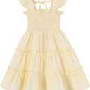 YOUNGER TREE Toddler Girl Dress Kids Sleeveless Ruffle Dresses for Girls Summer Outfits Beach Sundress (5-6 Years, Yellow1)