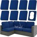 hyha Waterproof Outdoor Cushion Covers for Patio Furniture, Stretch Patio Chair Cushion Slipcovers, Coated UV Resistant Replacement Seat Covers, Solid Color (Navy, 8PC)