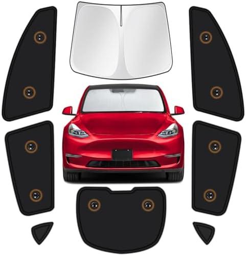 Fit for Tesla Model Y 2020-2024 Car Window Shades, 8pcs Privacy Sun Shade Set for Front Windshield Side and Rear Windows, Full Window Covers Keeps Vehicle Cool for Camping Napping