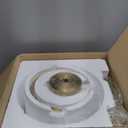 WUZUPS Chandelier Rustic Farmhouse Industrial Round Ceiling Pendant LED Light Fixture with Clear Glass Shades for Dining Room Kitchen Island Foyer Entryway, H 17" x W 13.4", E26 Base, Brushed Gold