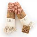 Madamelique Exclusive Hand Towels Set of 2-18 x 40 Inches - Decorative Bathroom Peshtemal Towel for Hand, Face, Hair, Yoga, Tea, Dishcloth, Kitchen and Bath - 100% Pure Cotton (Terracotta)