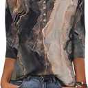Zeagoo 3/4 Length Sleeve Women Tops Crew Neck Blouses Dressy Casual Summer T Shirts Loose Fit Business Work Clothes (M)