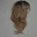 Alanhair Ombre Blonde Wigs for Women,HAIRCUBE Shoulder-Length wig with Bangs Dark Roots to Blonde Synthetic Hair Layered Wigs Heat Resistant Fibre for Daily Party Use