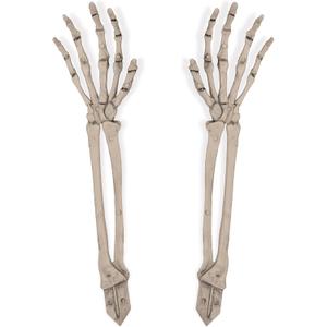 Beistle 2 Piece 17.5" Spooky Theme Plastic Skeleton Hand Yard Stakes, Scary Halloween Lawn Decorations, Celebrating With You Since 1900