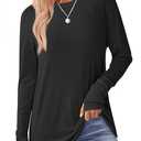 Womens Long Sleeve Tops Crew Neck T Shirts for Women Tunic Tops with Thumb Holes Fall Outfits for Women 2025 (Large, Black)