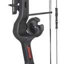 Bear Archery Brave Compound Youth Bow Set, Right Handed, Ages 8-12, Draw Weight up to 25lb, Draw Length up to 19.5", Accessories: Whisker Biscuit Arrow Rest, Bow Sight & Finger Rollers, Black, 26 in.
