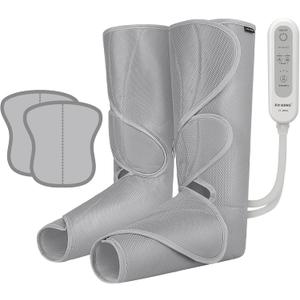 FIT KING Air Compression Leg Massager for Circulation to Relieve Pain, Swelling, Edema, RLS, Ideal Gift for Mom Wife (Extensions Included) - FSA HSA Eligible (Light Gray)