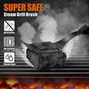 GRILLART Grill Brush Bristle Free. SteamWizards BBQ Replaceable Cleaning Head, Seamless-Fit Scraper Tools for Cast Iron/Stainless-Steel Grates Griddle, Safe Barbecue Grill Cleaner Brush-Dark Black