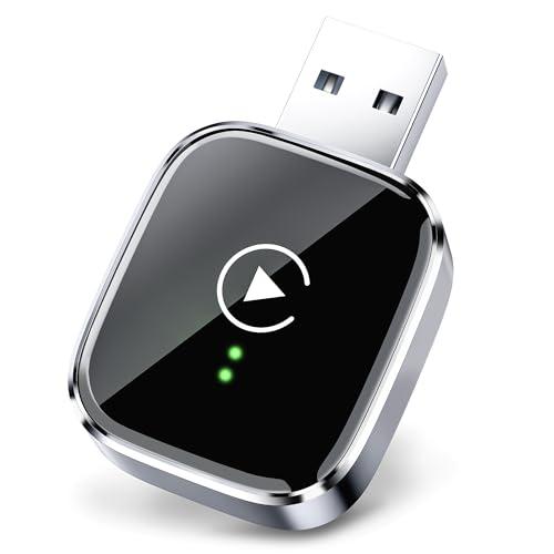 Redlake Wireless CarPlay Adapter for iPhone Mini Size Wireless for Apple CarPlay Adapter USB & USB-C/Type-C Plug and Play (Matte Black)