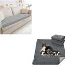 LOOBANI Couch Cover for Dogs Washable 1 Pack & Extra Large Reusable Dog Mat 2 Packs