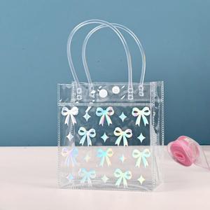 10Pcs Bow Clear Gift Bags with Handles,Party Favor Bag Clear Bags for Gifts Reusable with Ribbon for Wedding Birthday Valentine's Day Mother's Day (Bow)