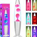 Pink Wax Liquid Motion Lamps Multi Color Changing: 13" LED Night Light for Kids Adults, Small Table Lamps for Home Bedroom Decor, Christmas Mood Lights Decorations, Birthday Gifts for Girls Boys