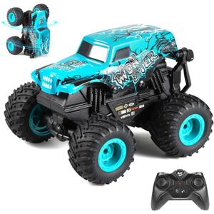 DYODYORC Remote Control Car, 2.4Ghz All Terrain Shark Monster Truck Toys, RC Truck with Music, 3 Lighting Effects, 360 Stunt Capable, 2 Batteries Ready to Run, Toy Gifts for Boys and Girls (Blue)
