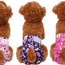 CuteBone Dog Diapers Female Washable Small Medium Large 3 Pack Reusable Doggie Diapers Puppy Period Pants for Doggy Heat Cycle Peeing L