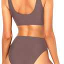Tempt Me Women Sporty Bikini Set Two Piece High Waisted Swimsuit Athletic Scoop Neck Bathing Suit (M)