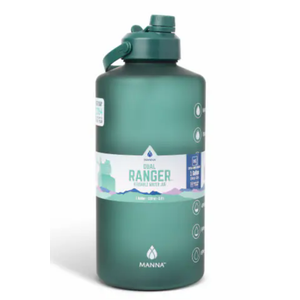 Mana 128oz Large Motivational Water Bottle with Time Marker, Leakproof & BPA Free Half Gallon Big Water Bottle with Straw Handle Tritan Frosted Water Jug for Gym, Fitness, Outdoor Sports, Green