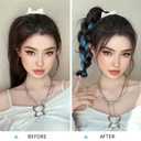 IOVOIMMSL 2 Piece Braid Wig Hair Piece Wavy Curly Scrunchies Synthetic Chignon Ponytail Hair Extensions Thick Updo Hairpieces for Women (Dark Chestnut Brown)