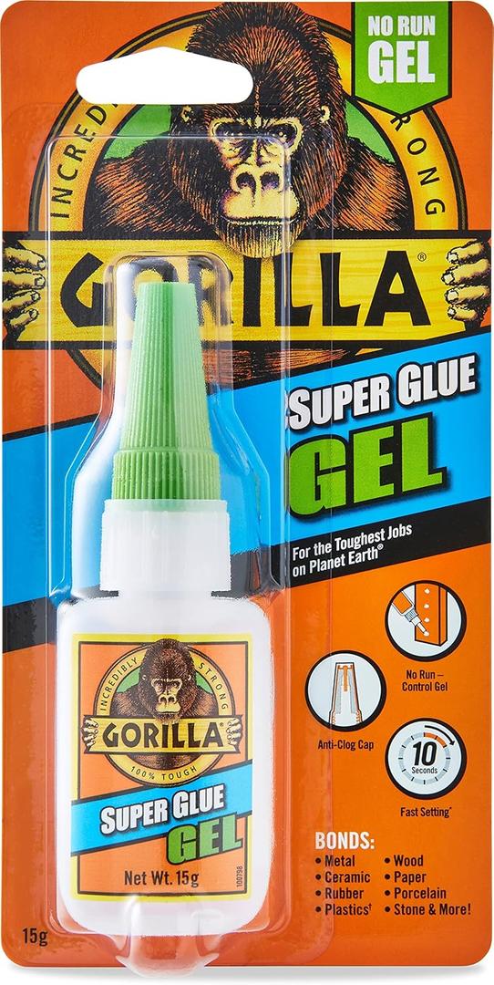 Gorilla Super Glue Gel, 15 Gram, Clear, (Pack of 1)
