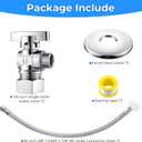 2 Pack Complete Toilet Valve Set, Includes 1/2'' Nom Inlet x 3/8'' OD Compression Outlet Angle Shut Off, 7/8" BC x 3/8" COMP Toilet Water Supply Line, Escutcheon Plate, Sealing Tape (16 Inch)