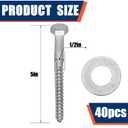 Tandefio 40 Pack 1/2 x 5'' Lag Bolts Screw Kit with Washers Hot Dip Galvanized Hex Lag Bolts Heavy Duty Wood Screws for Wood Decks Fences