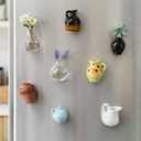 Cute Mini Ceramic Vase Magnets for Fridge, Funny Small Plant Magnets, Tiny 3D Plant Vase for Refrigerator Decoration Kitchen Locker Kitchen Office (8 Pack)