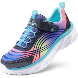 DREAM PAIRS Girls Shoes Sneakers Kids Tennis Shoes Sparkle ColorBurst Lightweight Running Casual Walking Shoes (13 Little Kid, Purple/Rainbow)
