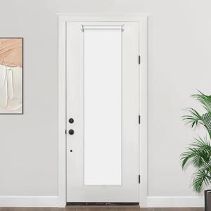 LazBlinds 100% Blackout Cordless Roll Up French Door Blinds, Thermal Insulated Light Blocking Shades for Patio Sidelight Glass Door, 14'' W x 70'' L, White, 1Pcs