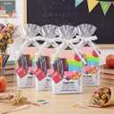 Eaasty 12 Pack Teacher Appreciation Gifts Bulk, Thank You Teacher Gift Boxes with Ribbon Cards, Foldable Pencil Design Paper Basket for End of Year Party Decorations (Pencil)
