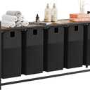 Laundry Basket Five Laundry Hamper with Removable Bags, Fabric Handles, Large Top Shelf and Laundry Bag for Bathroom, Dorm, Laundry Room