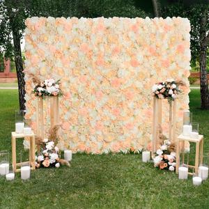 Champagne White Wedding Flower Backdrop 5ftx3.74ft Artificial Floral Backdrop Wall Panels for Bridal Shower Birthday Party Decor