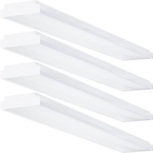4FT Led Wraparound Light 40W 4 Foot Led Light Fixture, 4800 Lumens, 4000K Neutral White, 48 Inch Shop Lights Flush Mount for Garage, 4 Pack