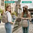 Backpack for Women, Mini Backpack with Quilted Design and Adjustable Straps, Large Capacity Multi Compartment, Lightweight Comfort for Work Travel Outdoor Gym Hiking, Bookbag for Women(camel)