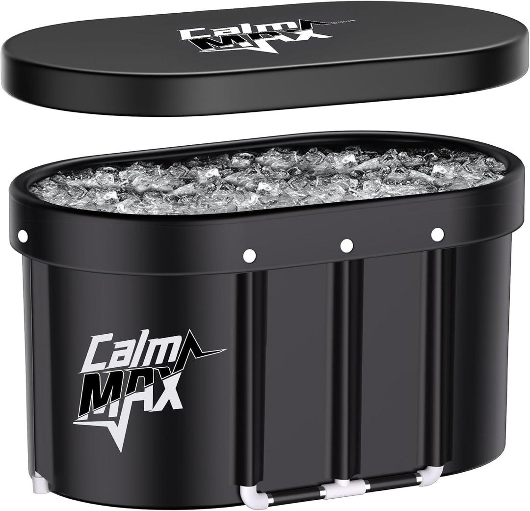 CalmMax Oval Ice Bath Tub with Lid for Athletes 492L Portable Cold Plunge Tub for Cold Water Therapy 5 Layers Ice Baths at Home Outdoor Gym - 105cm Long