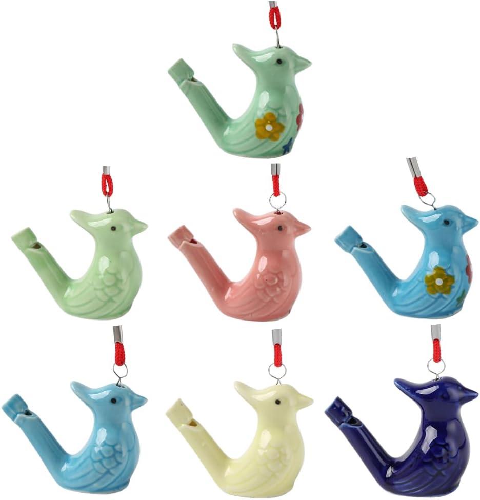 7Pcs Colorful Water Bird Whistle Magpie Peacock Ceramic Whistles Musical Instruments