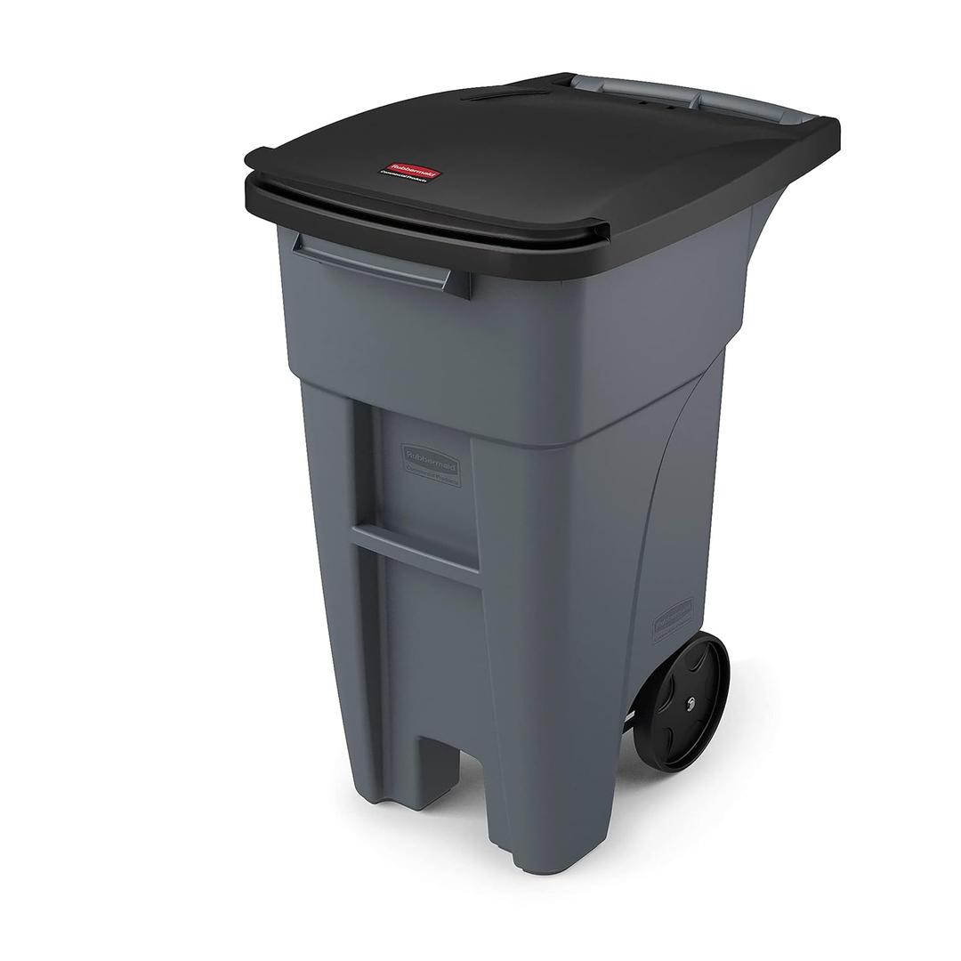 Rubbermaid Commercial Products Brute Rollout Trash/Garbage Can/Bin with Wheels, 32 GAL, Gray, for Restaurants/Hospitals/Offices/Back of House/Warehouses/Home