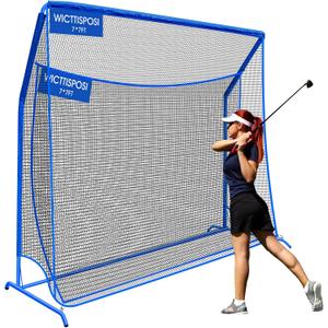 Golf Hitting Net with Extra Striking Net, 10x7ft/7x7ft Heavy Duty Golf Practice Nets for Golfers Backyard Driving Swing, Golf Impact Cage Metal Frame with Storage Bag&Elevated Base, Indoor Outdoor Use