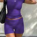 Nimsruc Two Piece Lounge Sets For Women short sets (Purple, XL)