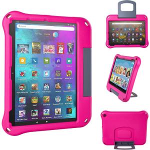 Fire HD 10 Tablet Case for Kids (2021/2023 Release, 11th/13th Generation), Oqddqo Amazon Kindle 10 Plus Case, Specially Strengthened Four-Corner Double-Layer Shock with Bracket (Rose)