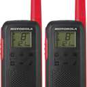Motorola Solutions Two-Way Radio, 20 Mile Range, 22 Channel | T210 Talkabout | Rechargeable | 4 Pack | Black/Red