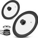 Universal Lid for Pots Pans and Skillets, 2 Pack Pan Cover fit 9", 9.5", 10" & 11", 12", 13" Diameter Cookware, Silicone Replacement Pan Lid Pot Lids for Frying Pans, Cast Iron,Tempered Glass Lid