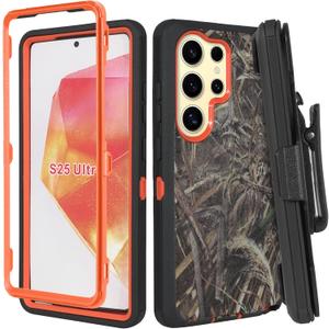 Designed for Samsung Galaxy S25 Ultra, [Built-in Stand & Belt-Clip] [Military-Grade Protection] Full Body Heavy Duty Phone Case (Camouflage)