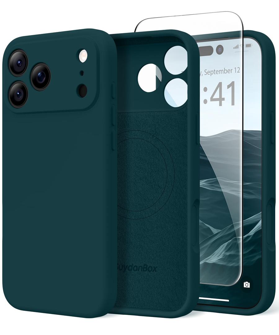 Magnetic for iPhone 17 Pro Case, Compatible with MagSafe, [Full Camera Protection][Screen Protector] Silicone Shockproof Protective Phone Case for iPhone 17 Pro 6.3", Deep Blue