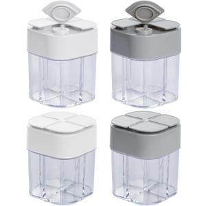 4 Pack 4 in 1 Salt and Pepper Shaker Travel Spice Container Camping Seasoning Shaker RV Condiment Jars with Lid Camping Spice Kit for Home Restaurant Travel RV Cooking BBQ