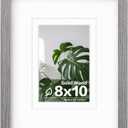 Egofine 8x10 Picture Frame Made of Solid Wood with Plexiglass, Display Pictures 4x6/5x7 with Mat or 8x10 Without Mat for Tabletop and Wall Mounting, Oak Grey
