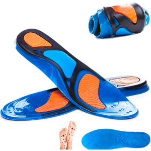 Massage Insoles Women Men Gel Insoles Stimulating Yonnquan Acupoint Relieve Your Sore Feet 3D-Xpain-Plus with Cushion Shock Absorption Work Boots Long Sports Standing Pressure Relief UK5-13