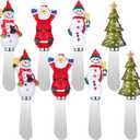 Lasnten 8 Pcs Christmas Cheese Butter Spreader Knife Cheese and Butter Spreader Knives Christmas Tree Snowman Santa Claus Hand Painted Resin Handle with Stainless Steel Blade Cheese Spreader Set