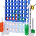 SDADI Height-Adjustable Giant 4-in-a-Row Game, 2-in-1 Jumbo 4-to-Score & Ring Toss Set, Indoor/Outdoor Yard Party Toy for Kids, Adults & Family, White