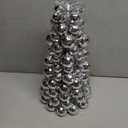 Amooca 16in Christmas Ball Tree with LED Lights Table Centerpiece Fireplace Decor Indoor Holiday Party Home Decoration Silver